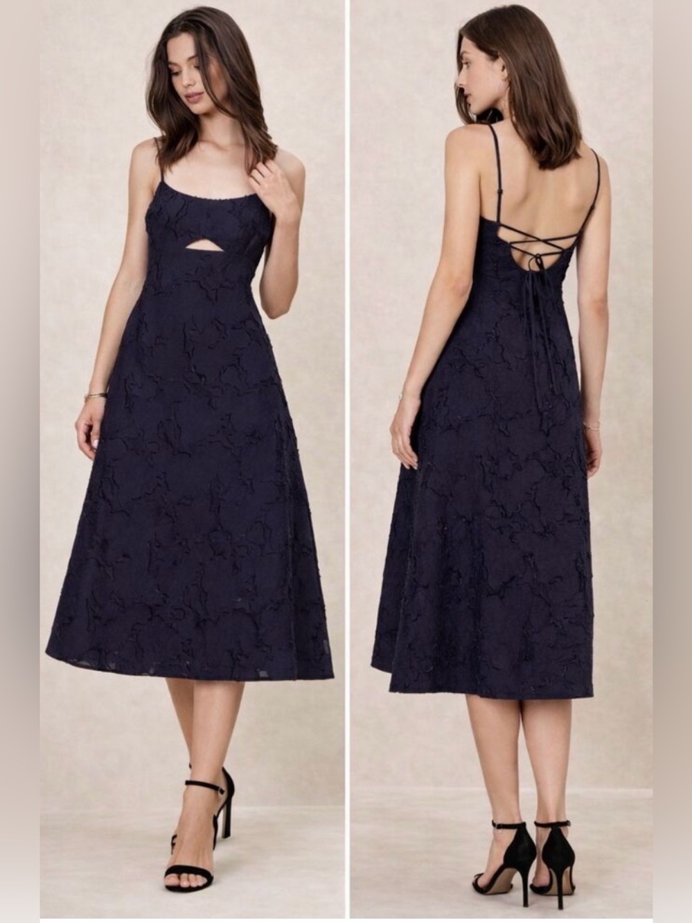 Banana Republic Women's Navy Midi Dress with Back Tie